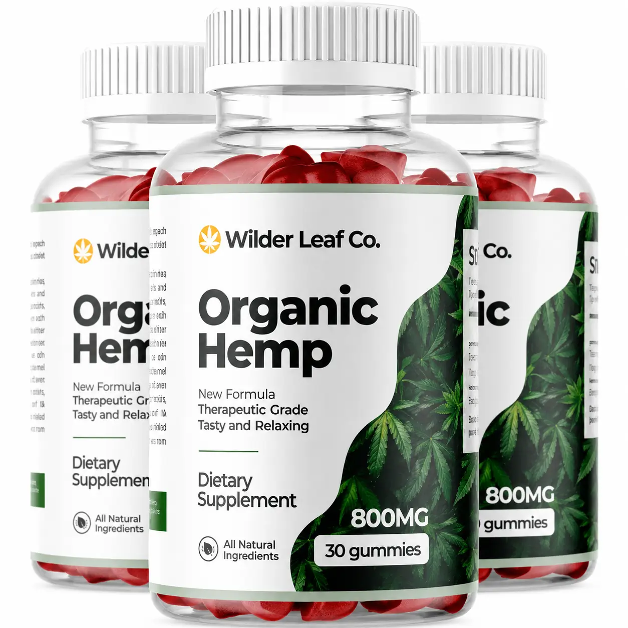 Three bottles of Wilder Leaf Organic Hemp Gummies